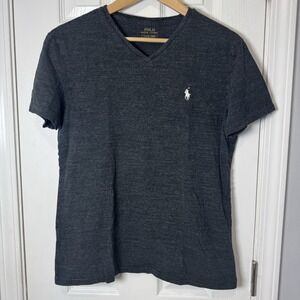 Polo Ralph Lauren V Neck Grey T Shirt Size Small S Short‎ Sleeve Cotton